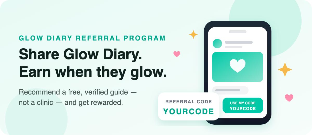 Share Glow Diary and earn when the people you refer complete a treatment.